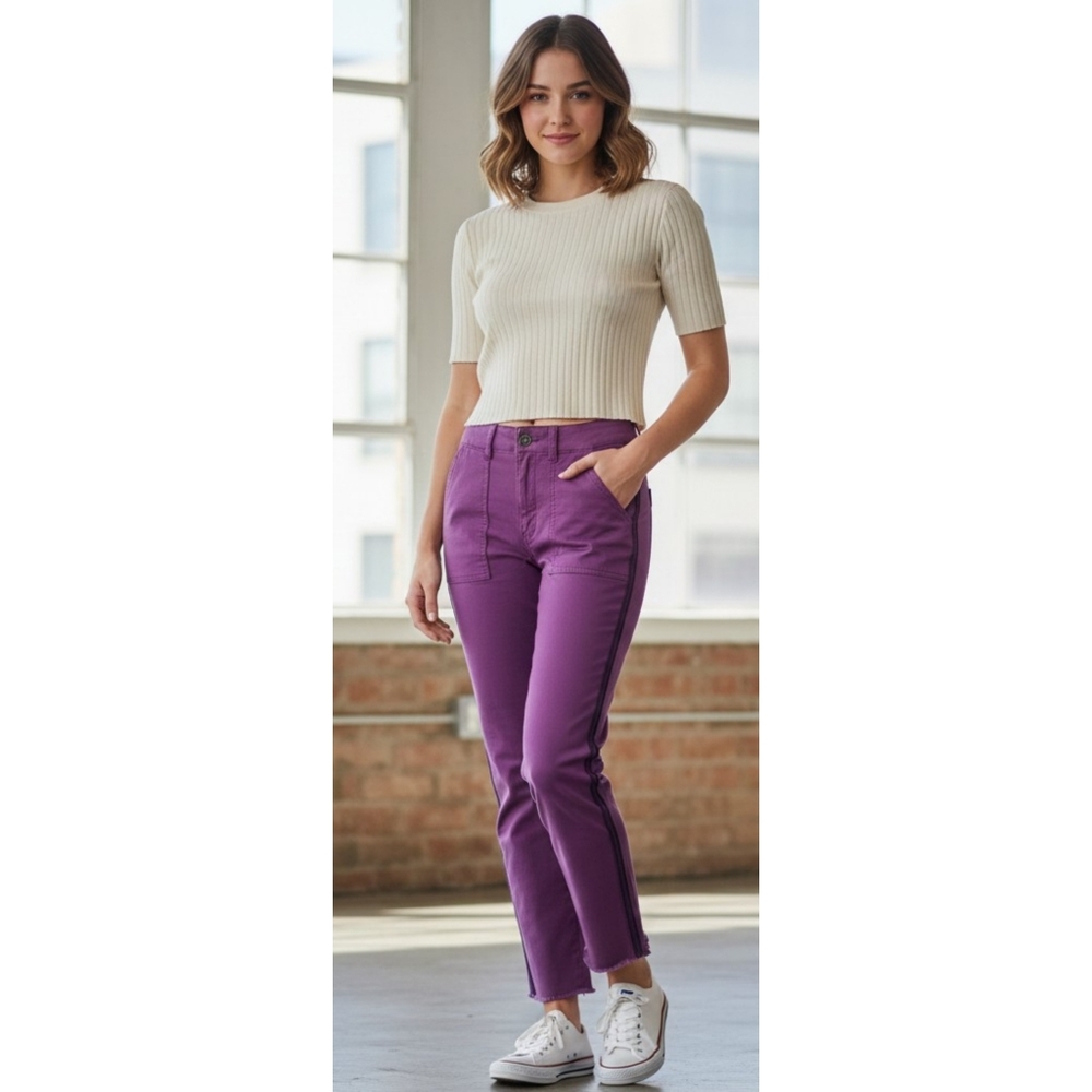 Gap Girlfriend Khaki Pants In Purple Berry Infusion Size 0